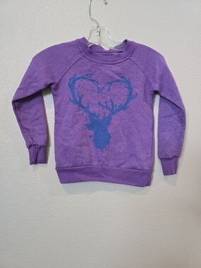 Chaser Purple Sweatshirt with Blue Deer Heart Graphic